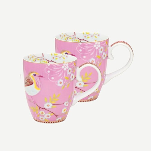 Early Birds 2'li Porselen Kupa Seti Pembe Renk 350 ml
