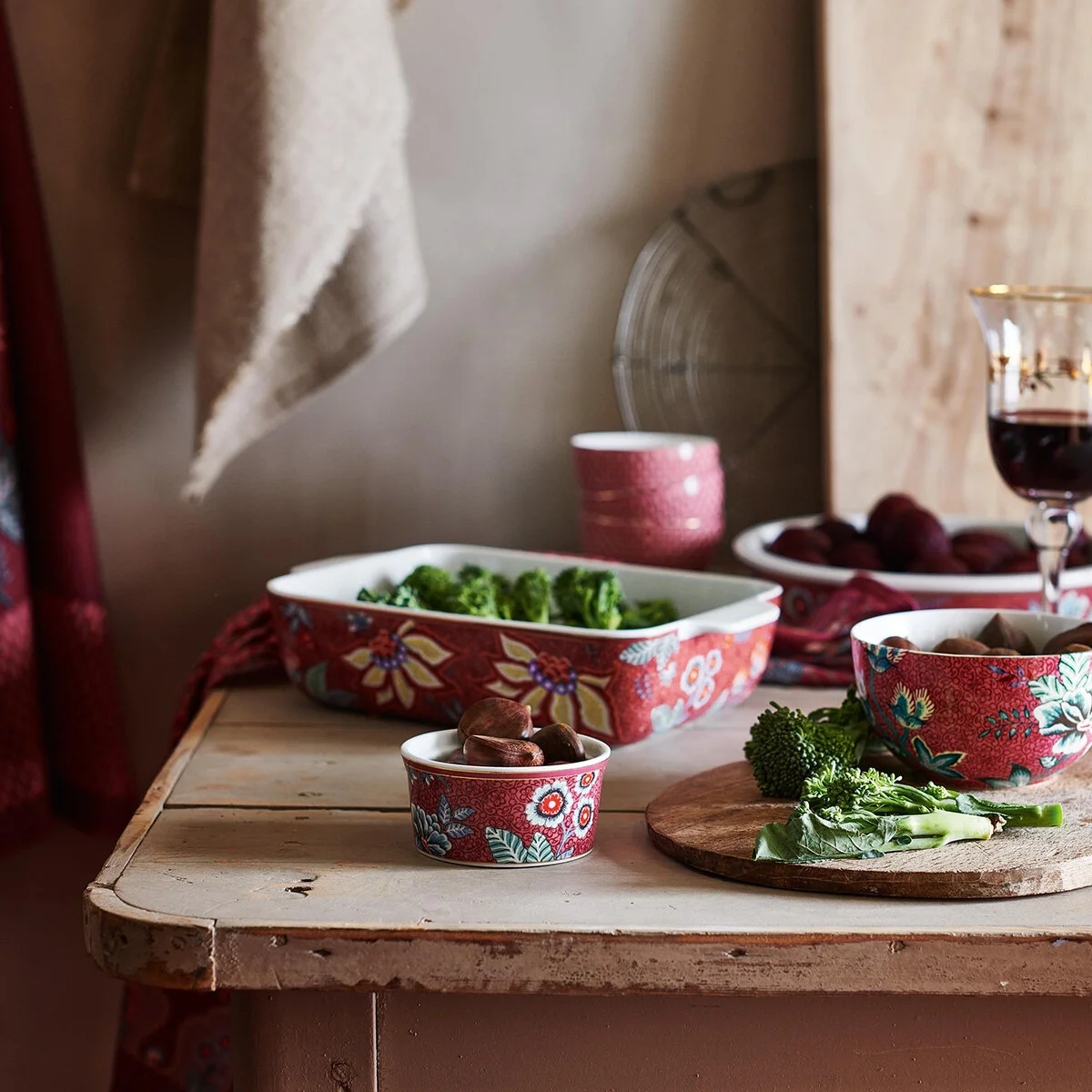 Flower Festival Kırmızı Kase 12 cm