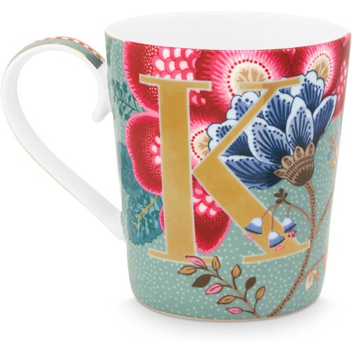 Harfli Mug K Harfi Mavi Renk 350 ml