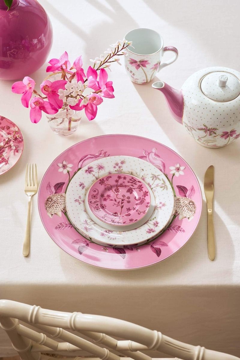 Jolie Porselen Petit Four Tabağı Pembe Renk 12 cm