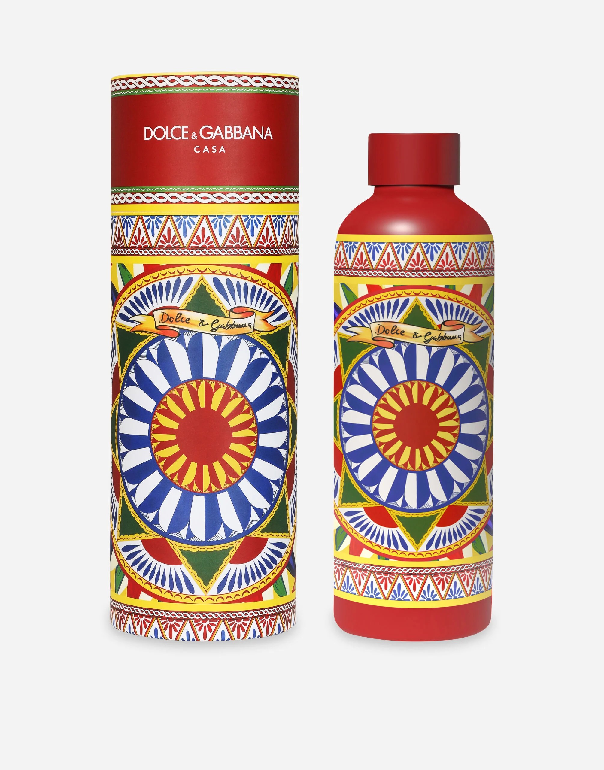 Dolce & Gabbana Sıcak Soğuk Termos 500 ml - Kırmızı Sarı Renk DG Floral