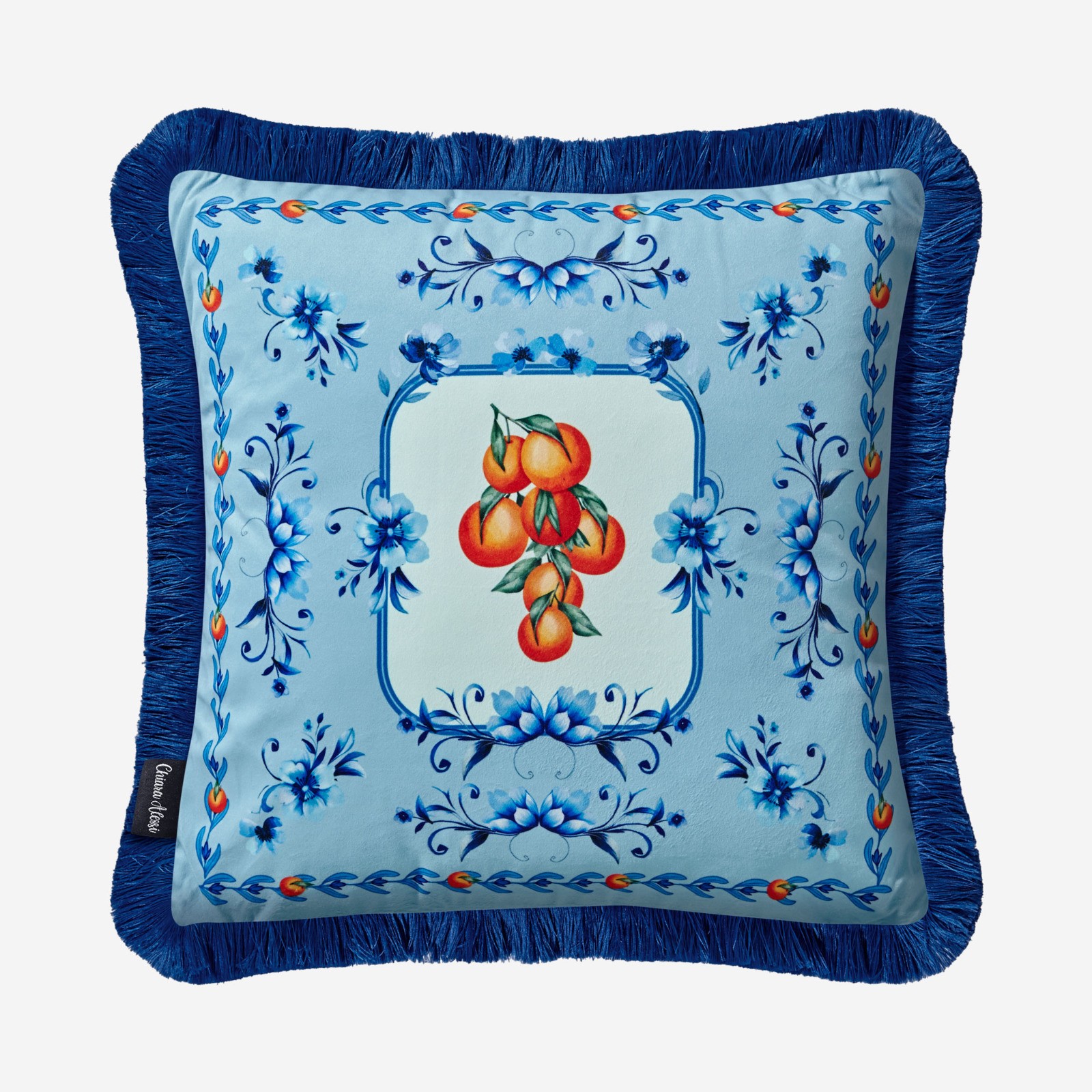 Arancia Portakal Desenli Yastık Mavi Renk 45x45 cm