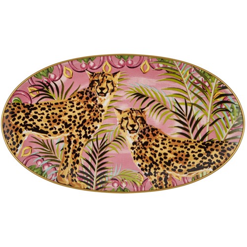 İl Giardino Leopar Desenli Oval Servis Tabağı 26 cm
