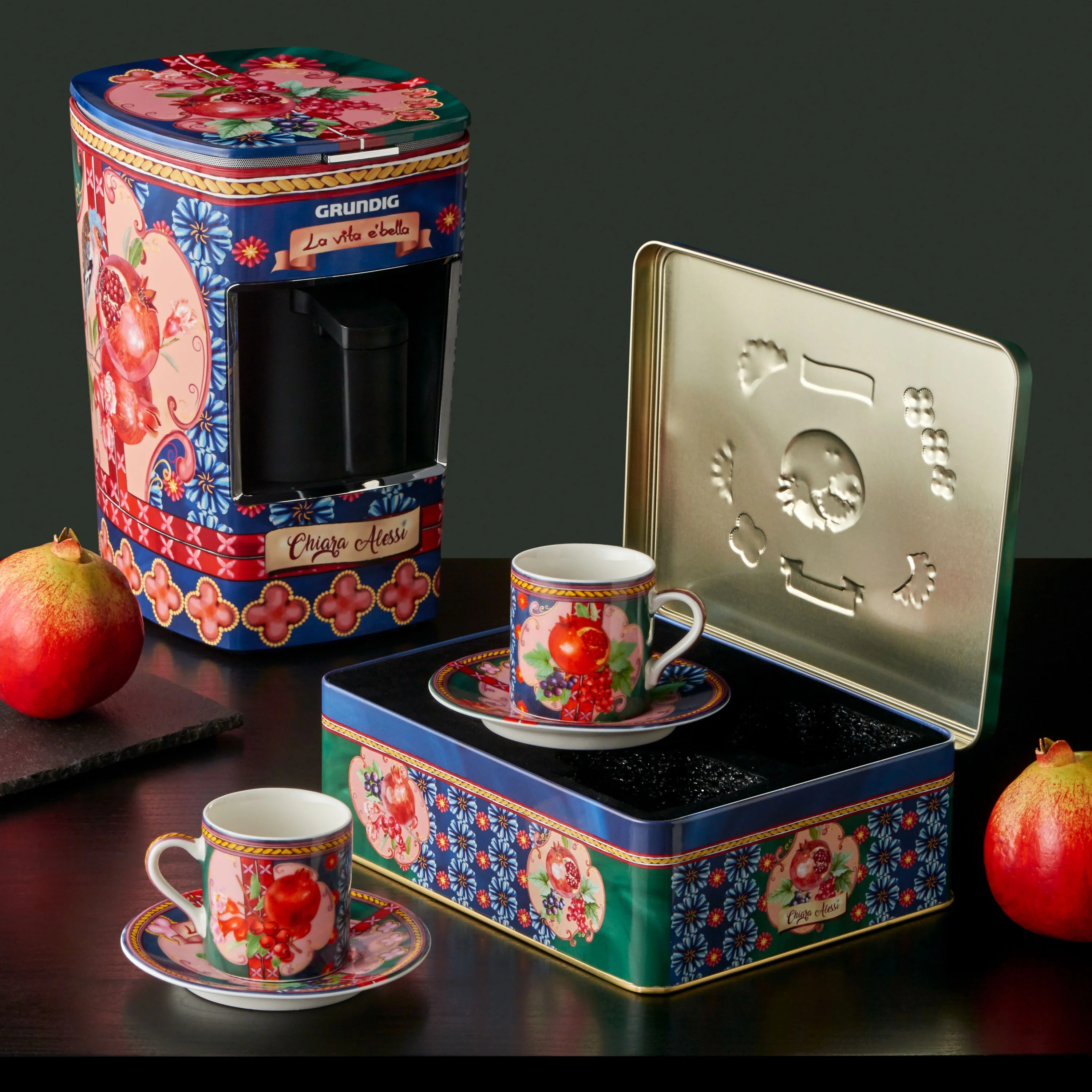 Capri Porselen Kahve Fincan Seti Mavi Yeşil Renk 120 ml