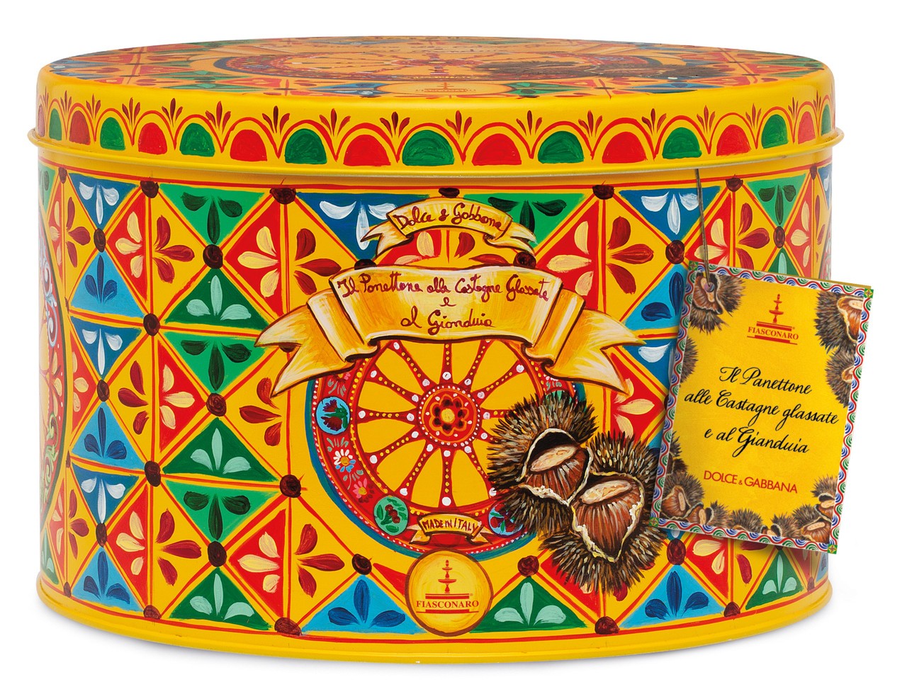 Fiasconaro Castagne Panettone (Marron glace şekerli kestane ve gianduja çikolata) (1KG) D&G Hediye Çantalı