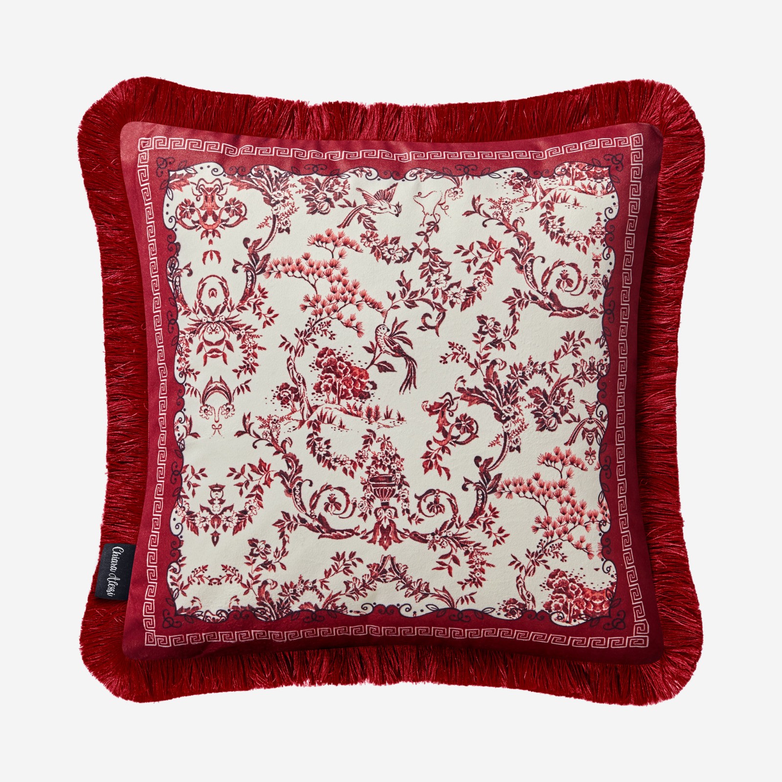 Çiçek Bahçesi Desenli Yastık Kırmızı Renk 45x45 cm