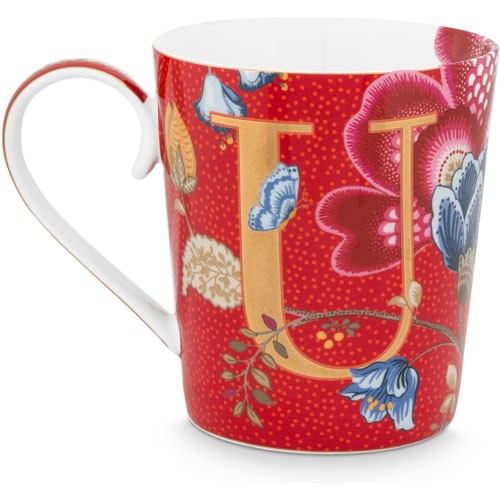 Harfli Mug U Harfi Kırmızı Renk 350 ml