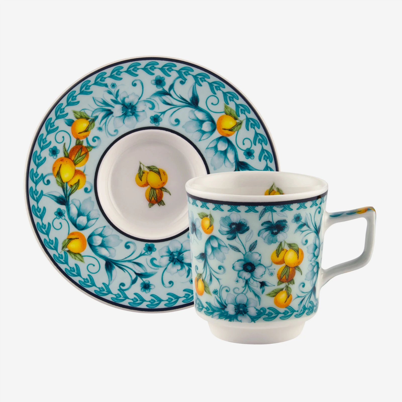 Arancia 2'li Türk Kahvesi Fincan Seti Turkuaz Renk 120 ml