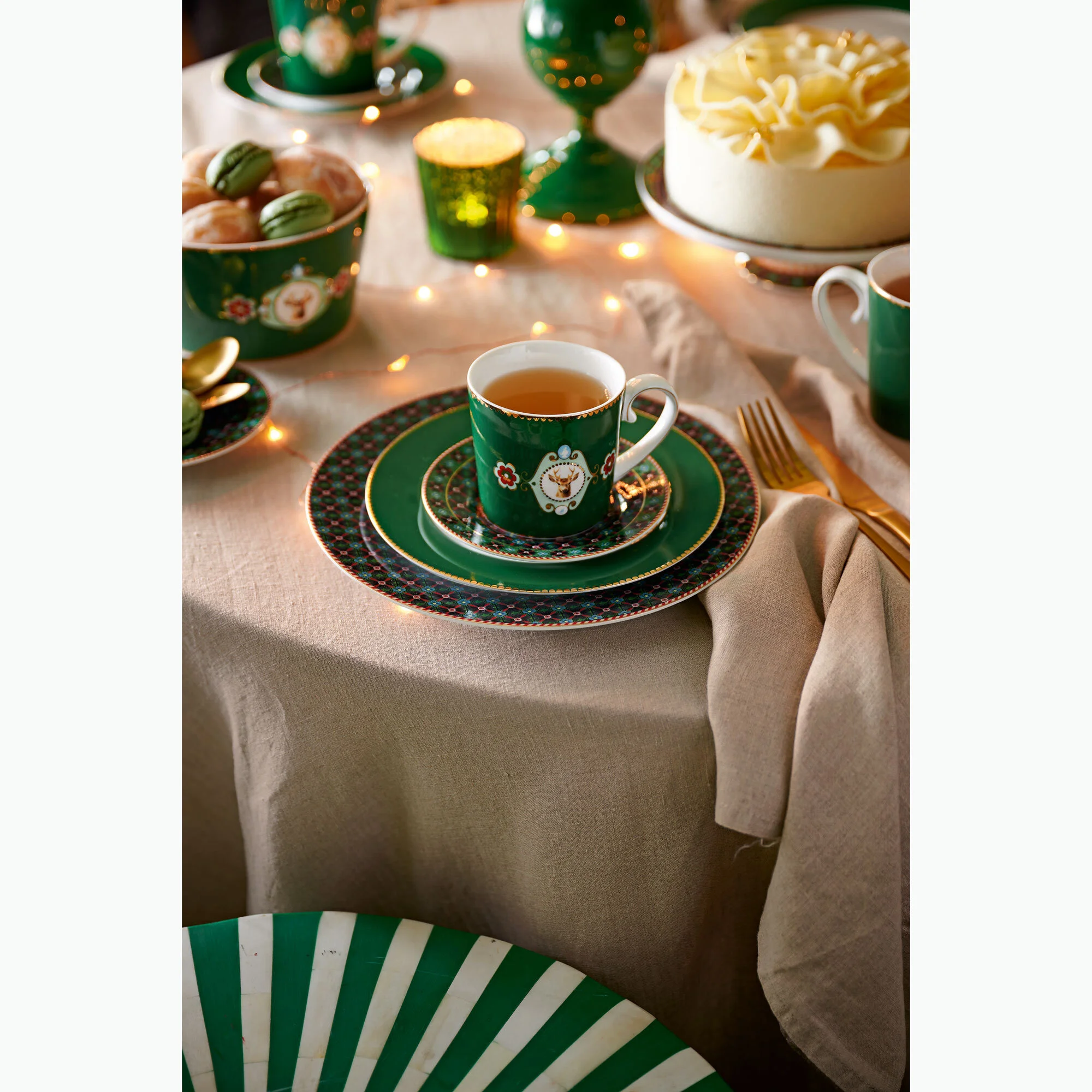 Love Birds Porselen Kupa 250 Ml Yeşil Renk