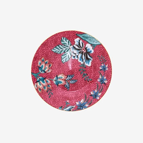 Flower Festival Porselen Petit Four Tabağı Kırmızı Renk 12 cm