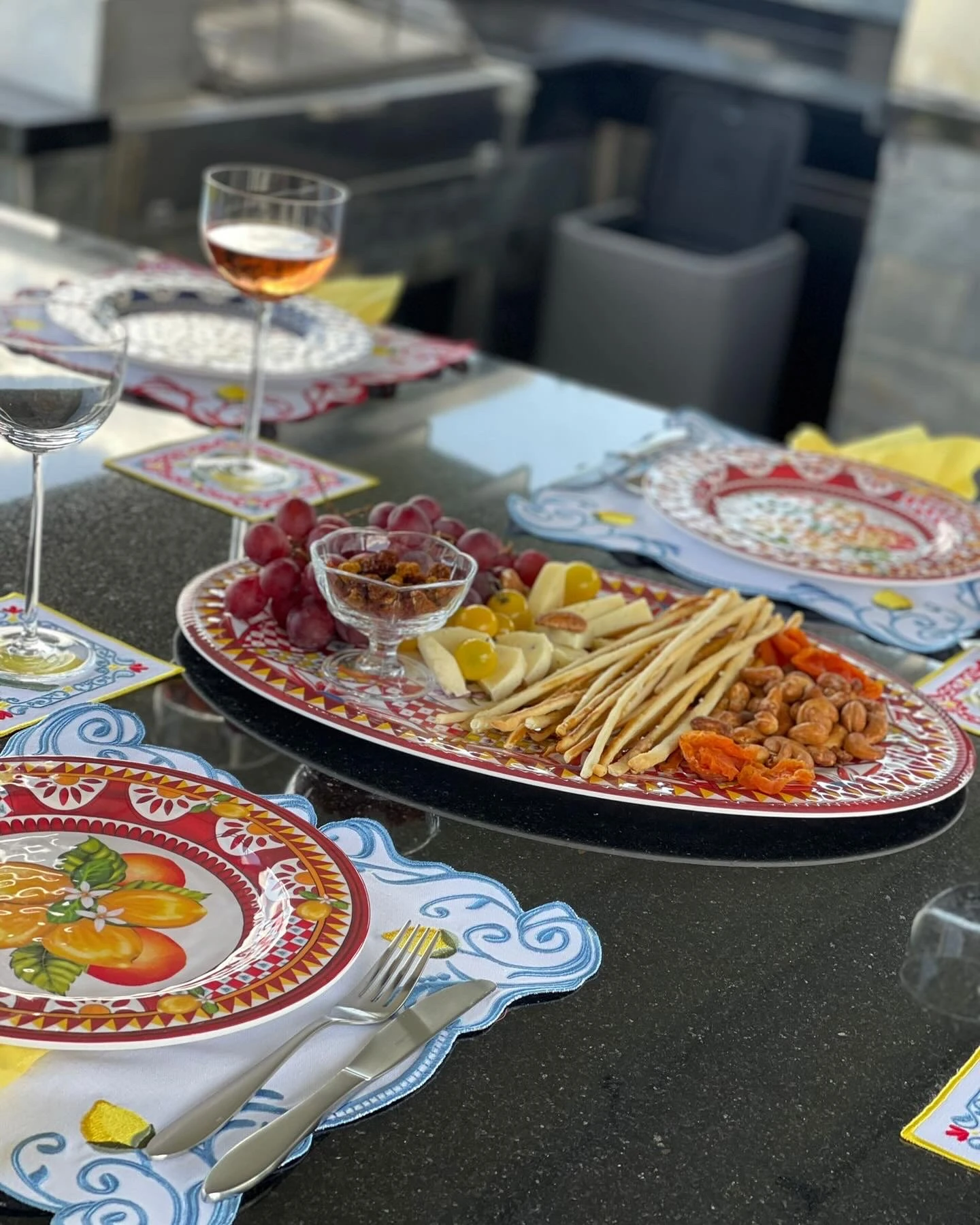 Portofino Limon Buketi Tabak Mavi Renk 21,5 cm