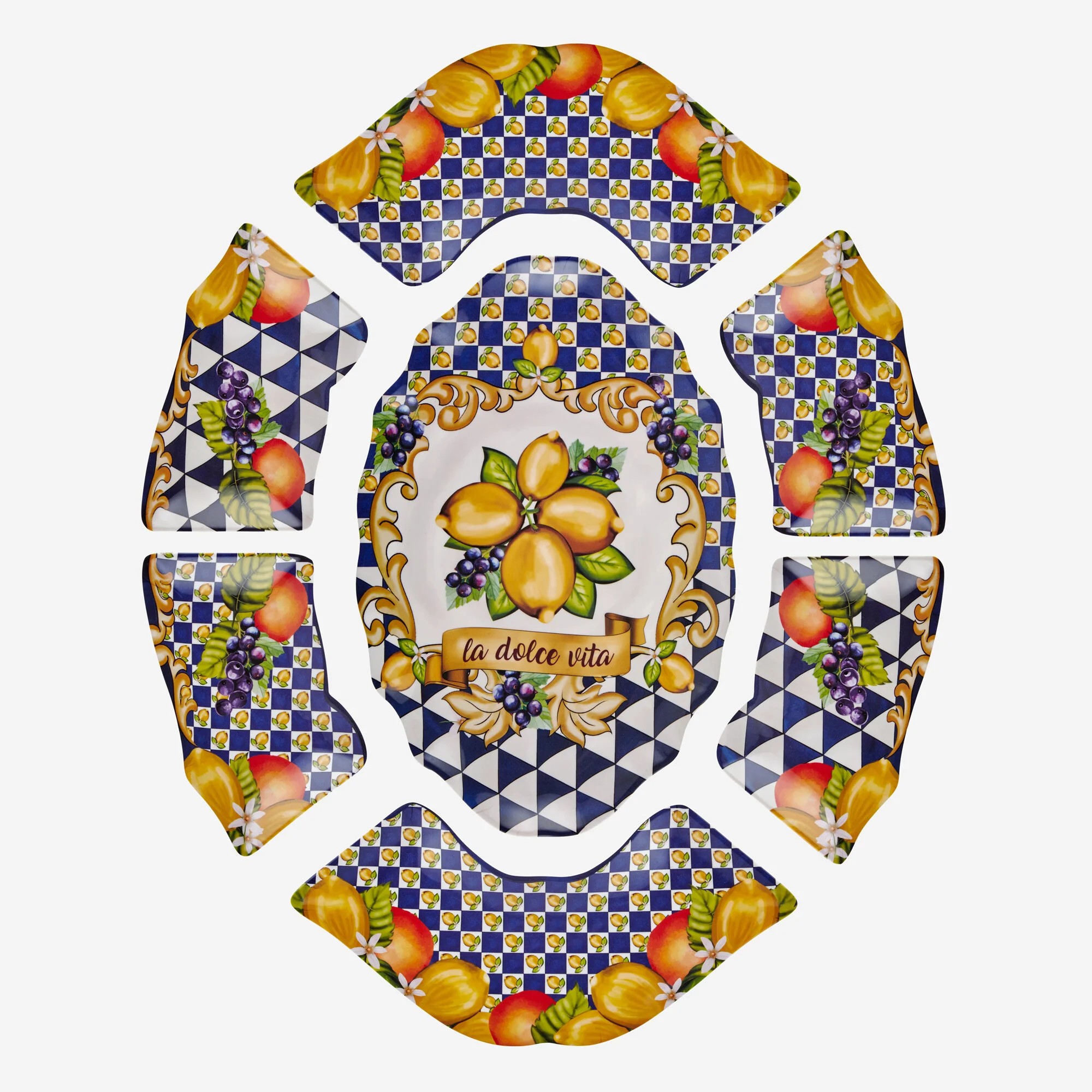 Mavi Melamin Meze Tabağı 7 Parça Capri Collection by Chiara Alessi