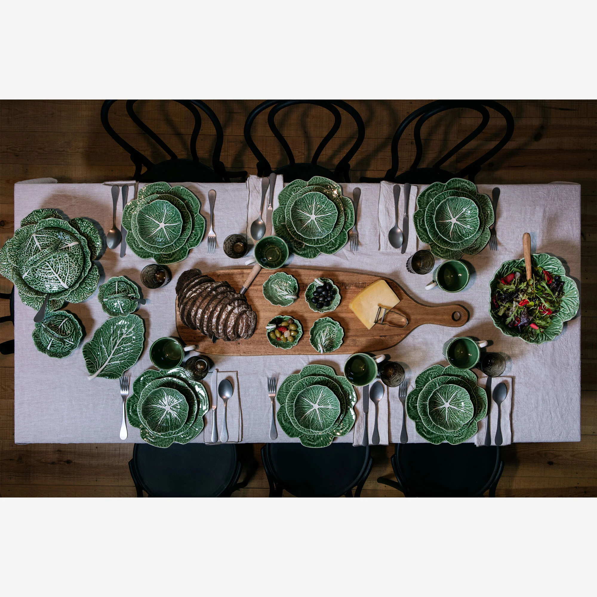 Bordallo Pinheiro Seramik Servis Kasesi 37 Cm Yeşil Renk