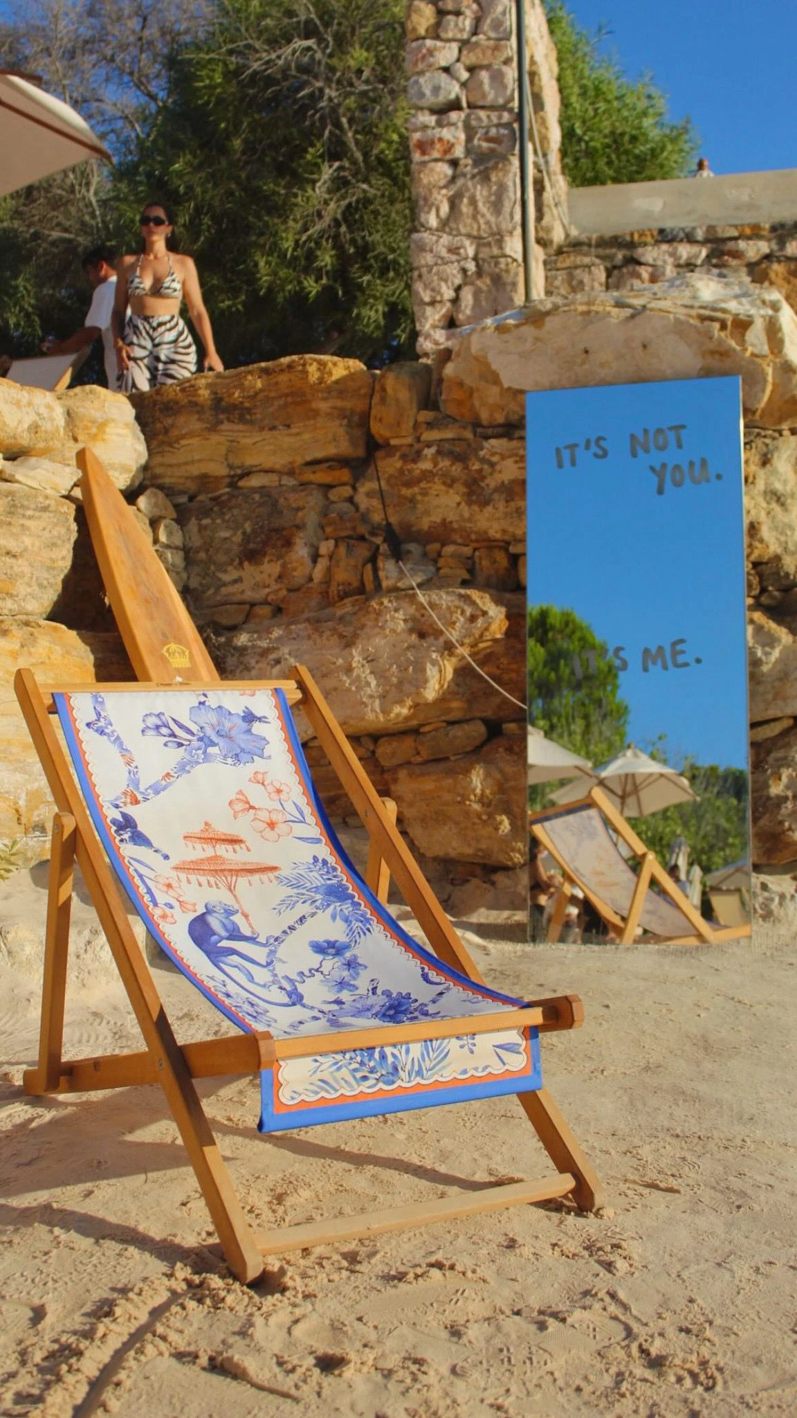 Limuer Maymun Desenli Şezlong Mavi Renk