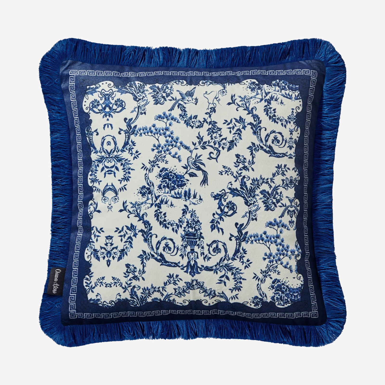Çiçek Bahçesi Desenli Yastık Mavi Renk 45x45 cm