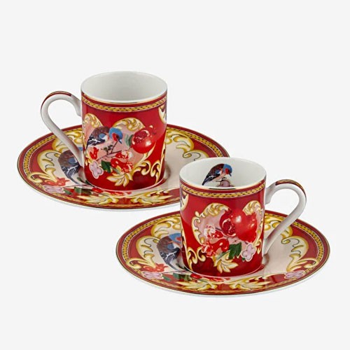 La Dolve Vita Duo Porselen Kahve Fincan Seti Kırmızı Renk 120 ml
