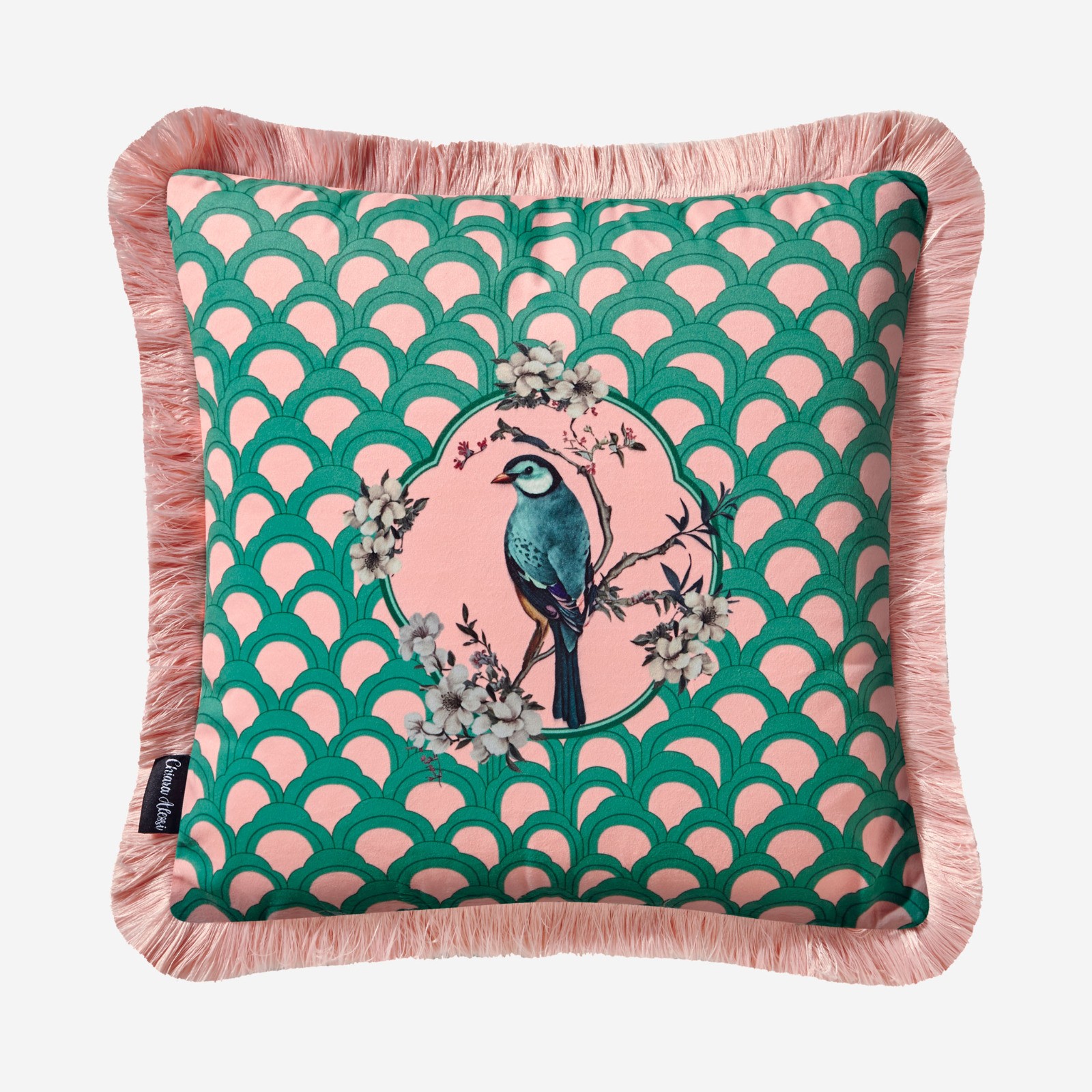 Verde Rosa Kuş Desenli Yastık Pembe Renk 45x45 cm