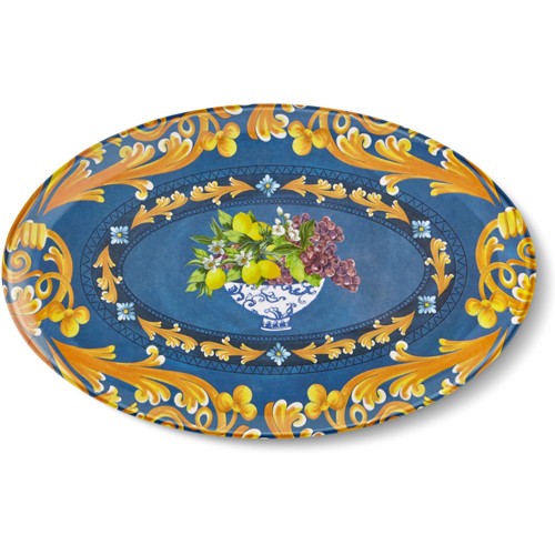 Capri Oval Servis Tabağı Mavi Renk 34x21.5 cm