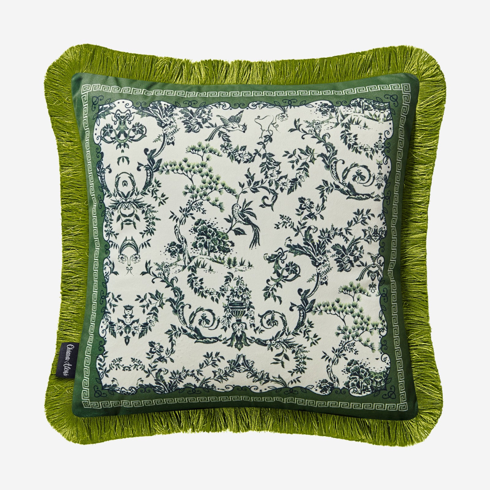 Çiçek Bahçesi Desenli Yastık Yeşil Renk 45x45 cm