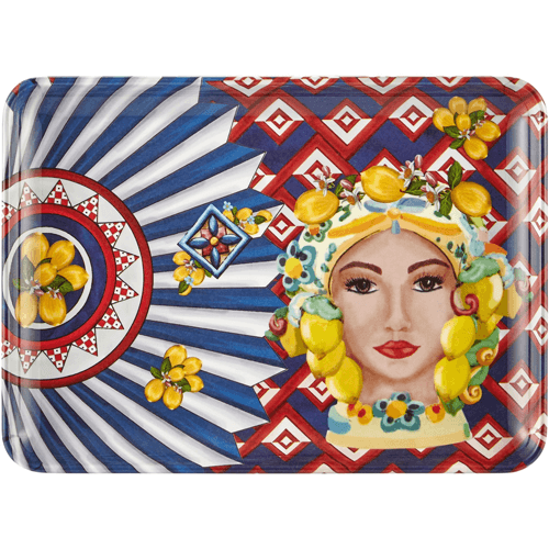 Positano Kadın Yüz Desenli Servis Tabağı 17.5x24 cm