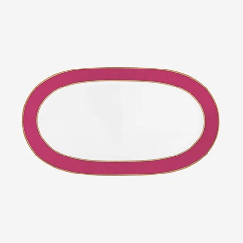 Chique Porselen Oval Tabak Pembe Renk 28x16x2 cm