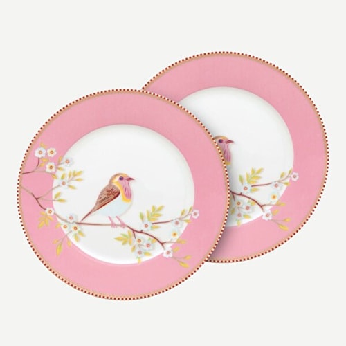 Early Birds 2'li Porselen Kahvaltı Tabağı Pembe Renk 21cm