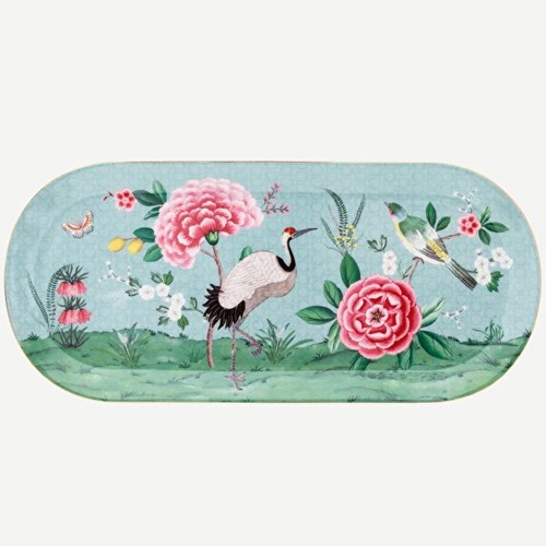 Blushing Birds Porselen Servis Tabağı Mavi Renk 33,3 cm