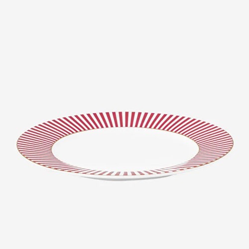 Royal Stripes Porselen Pasta Tabağı Pembe Renk 17 cm