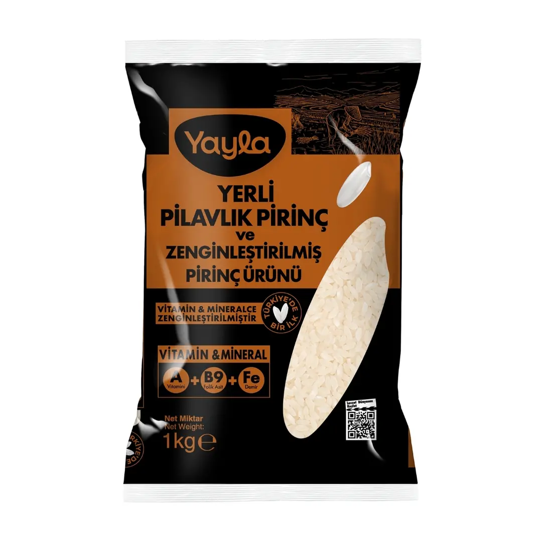 Yayla Yerli Pilavlık Pirinç ve Zenginleştirilmiş Pirinç Ürünü (A+B9+Fe) 1 kg