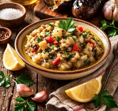 Közlenmiş Patlıcan Salatası Görseli