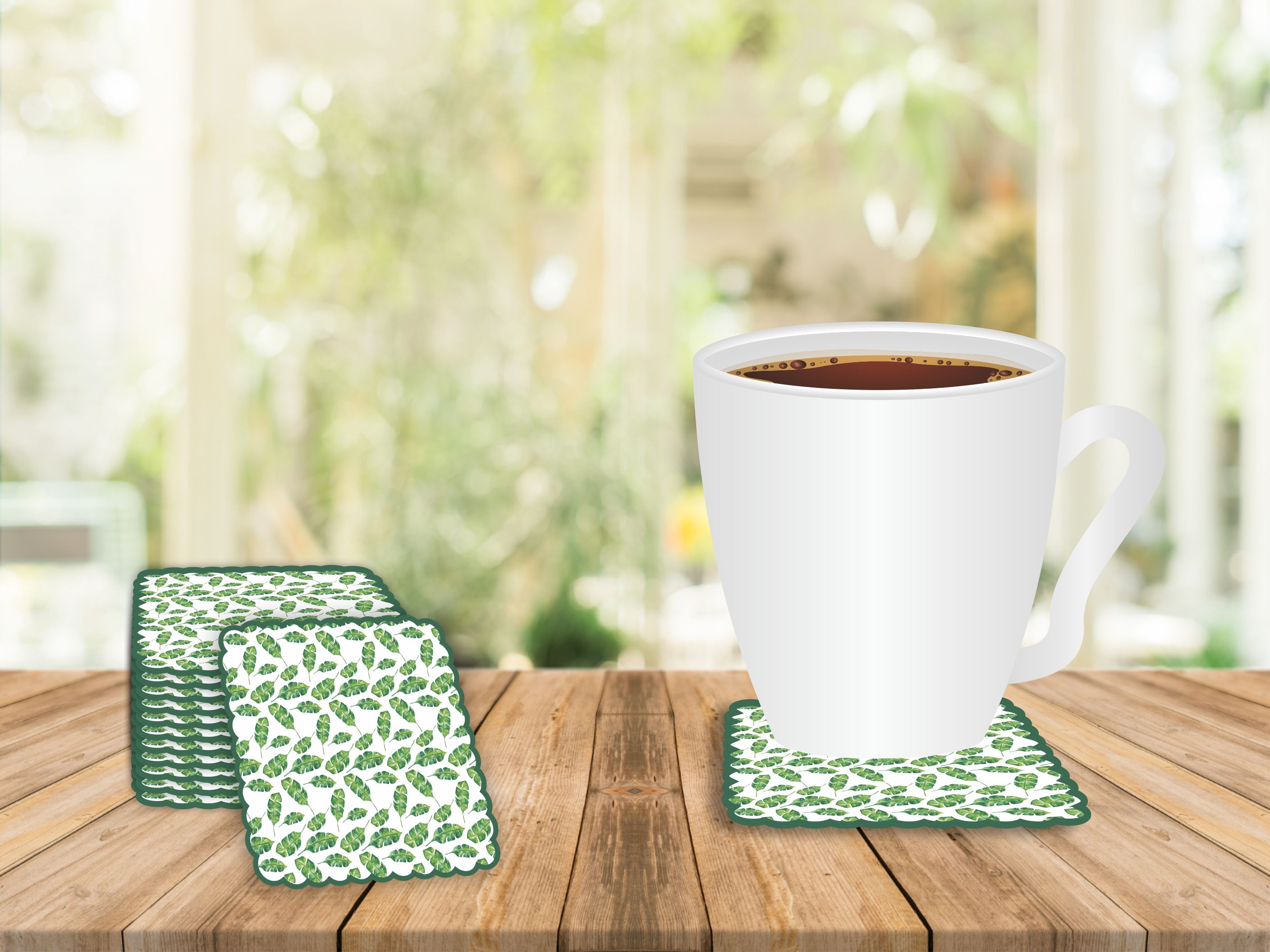 Disposable Square Leaf Pattern Coasters