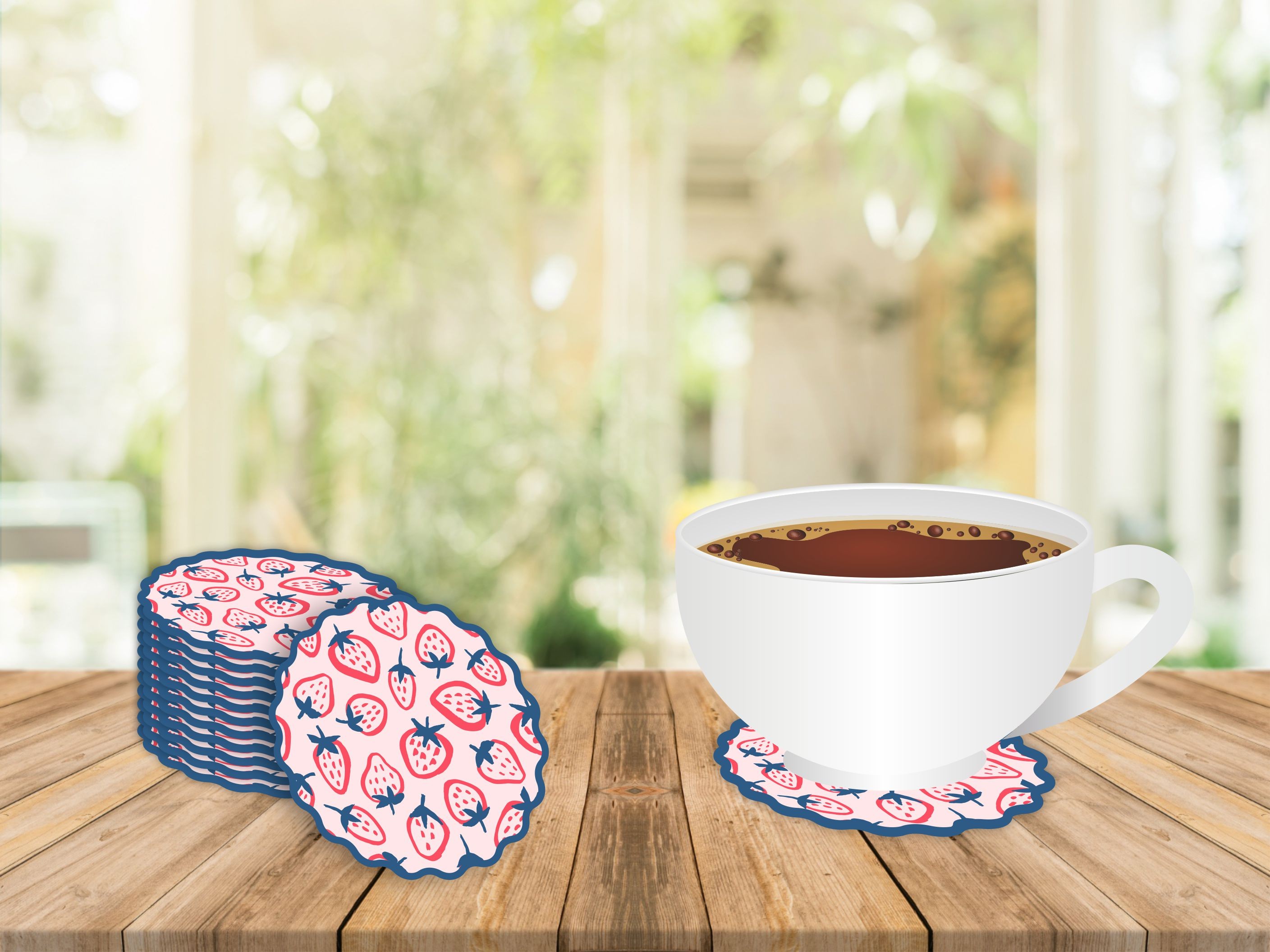 Disposable Wavy Strawberry Pattern Coasters