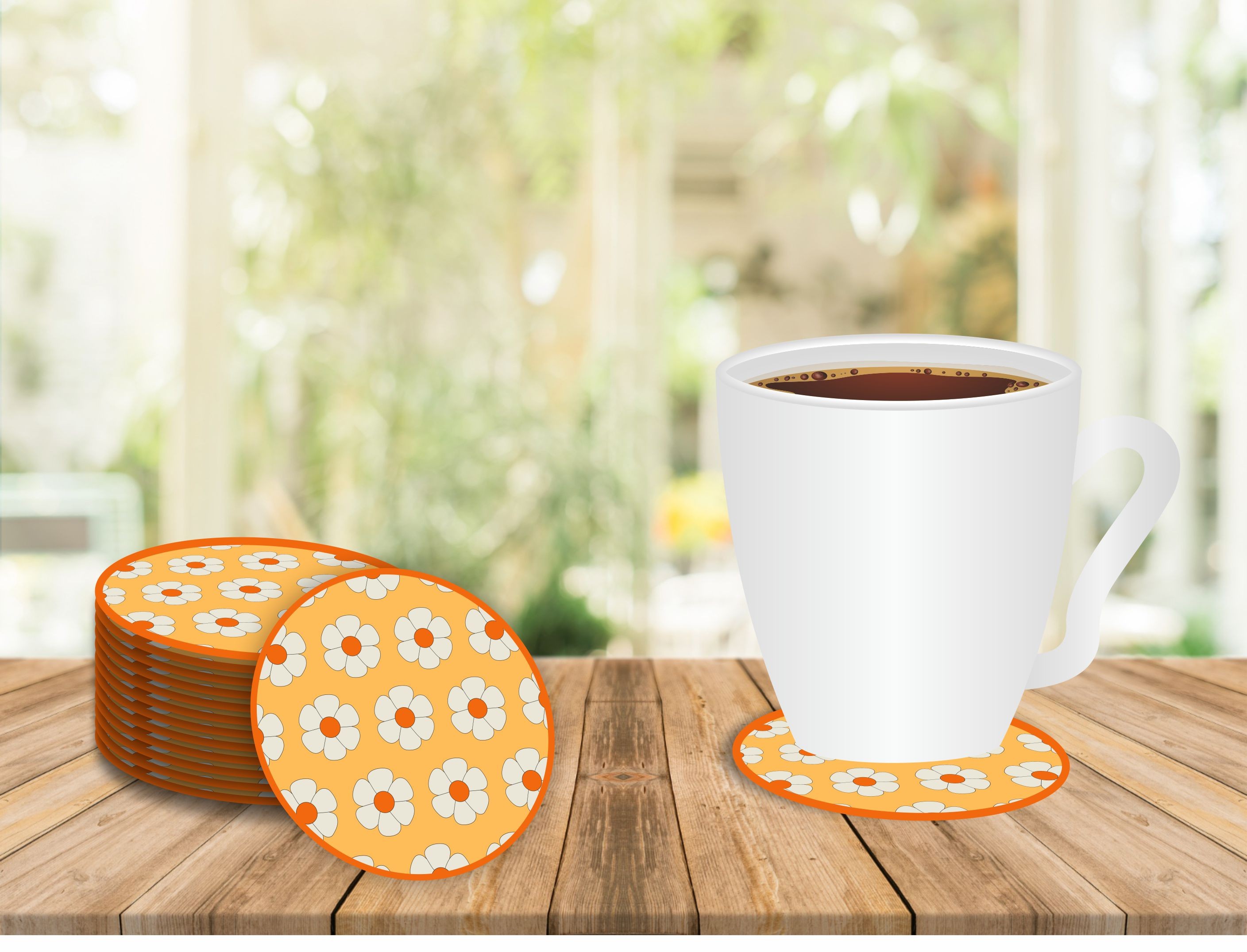 Disposable Round Daisy Pattern Coasters