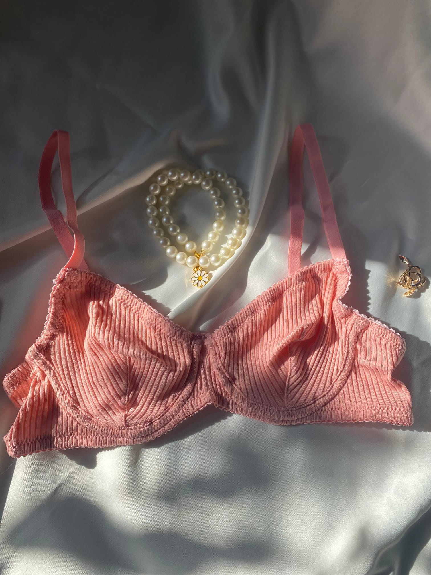 Privée Pure Cotton Pembe Balenli Pamuklu Sütyen Takım