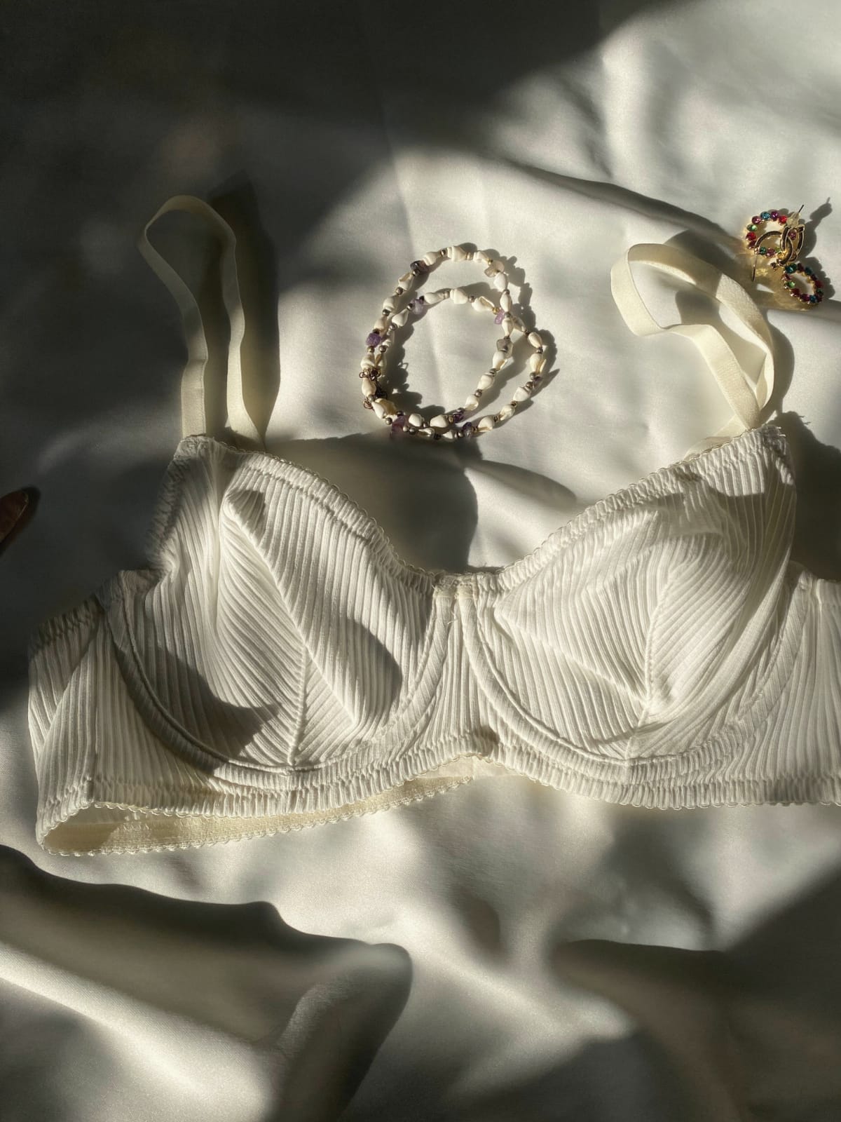 Privee Pure Cotton Kırık Beyaz Balenli Pamuklu Sütyen Takım