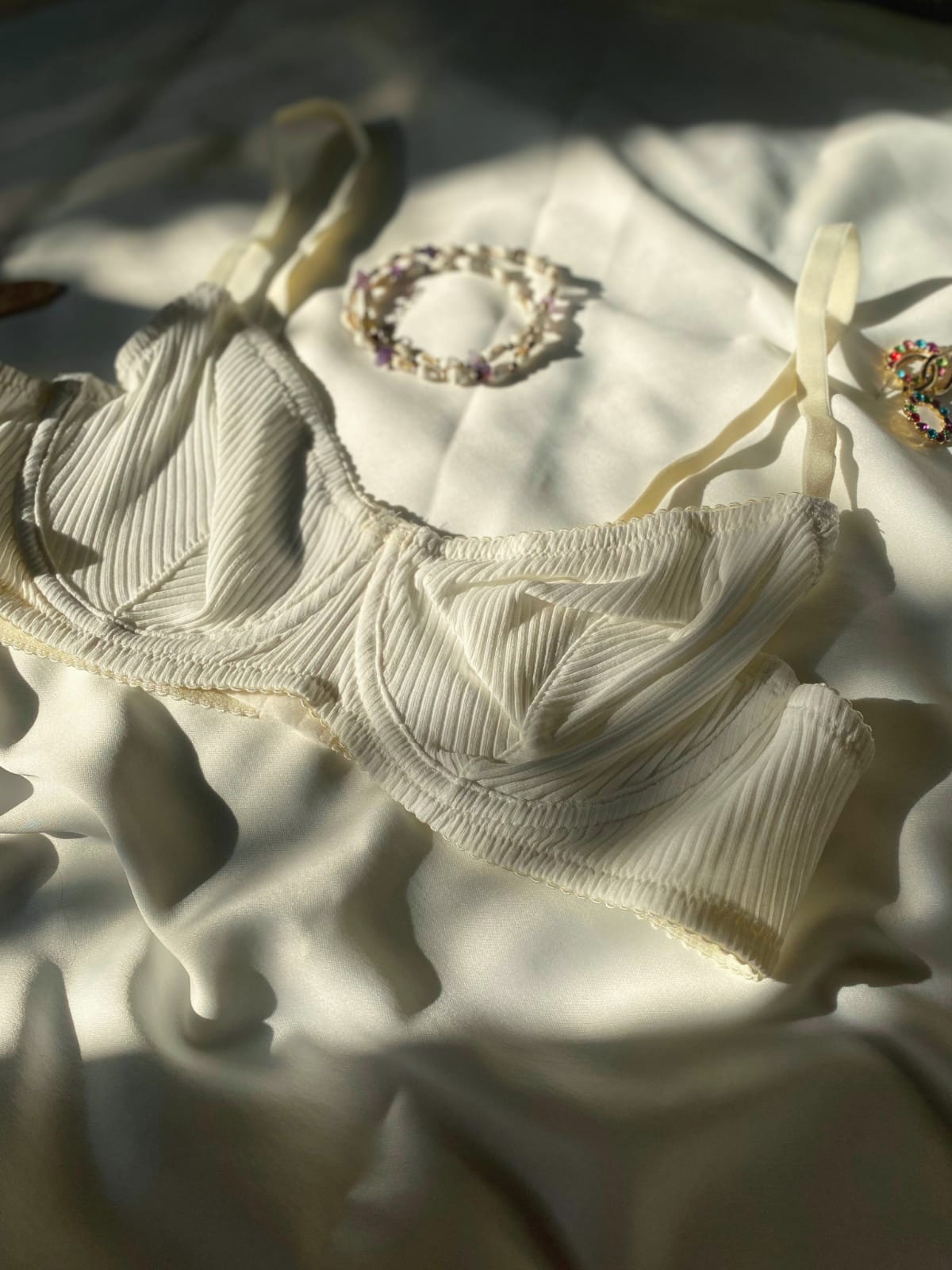 Privee Pure Cotton Kırık Beyaz Balenli Pamuklu Sütyen Takım