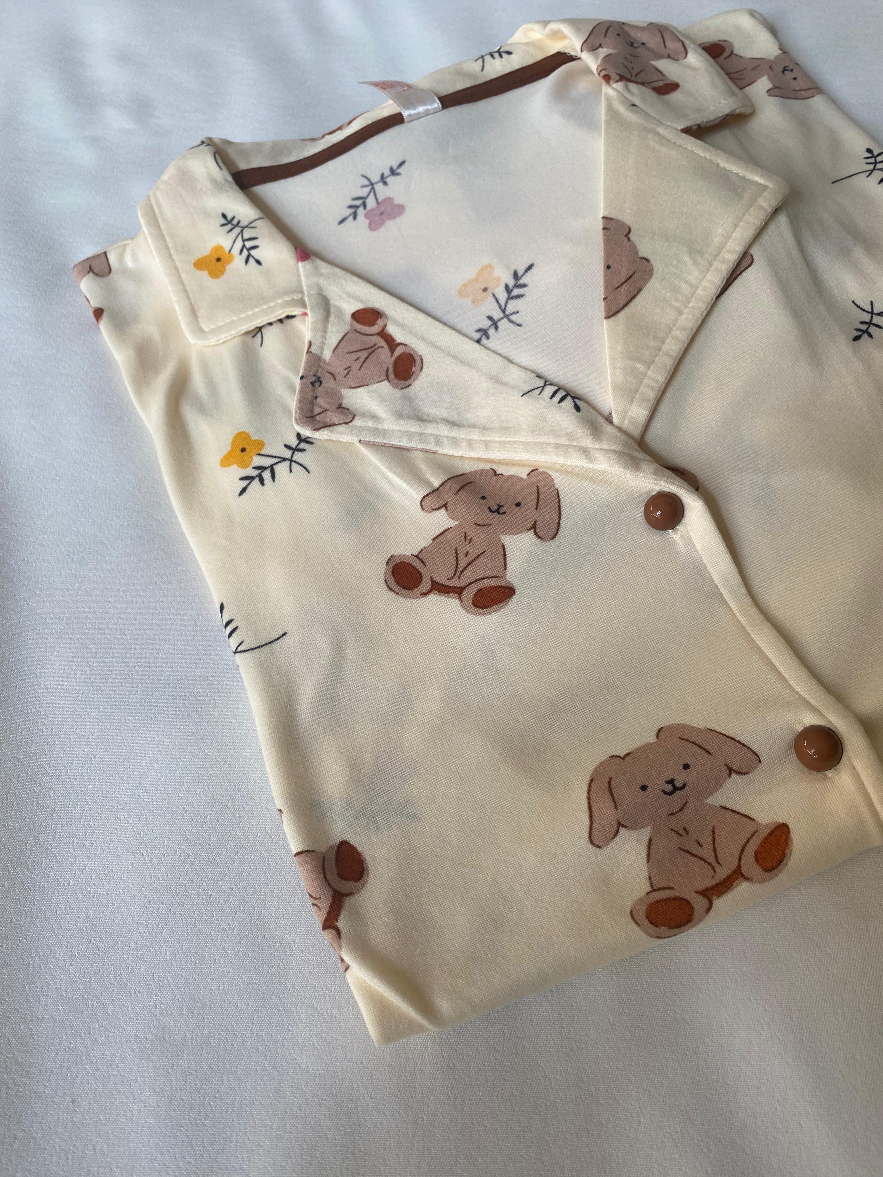 Çiçek Desenli Kısa Kollu Gömlek Şort Kadın Pijama Takımı