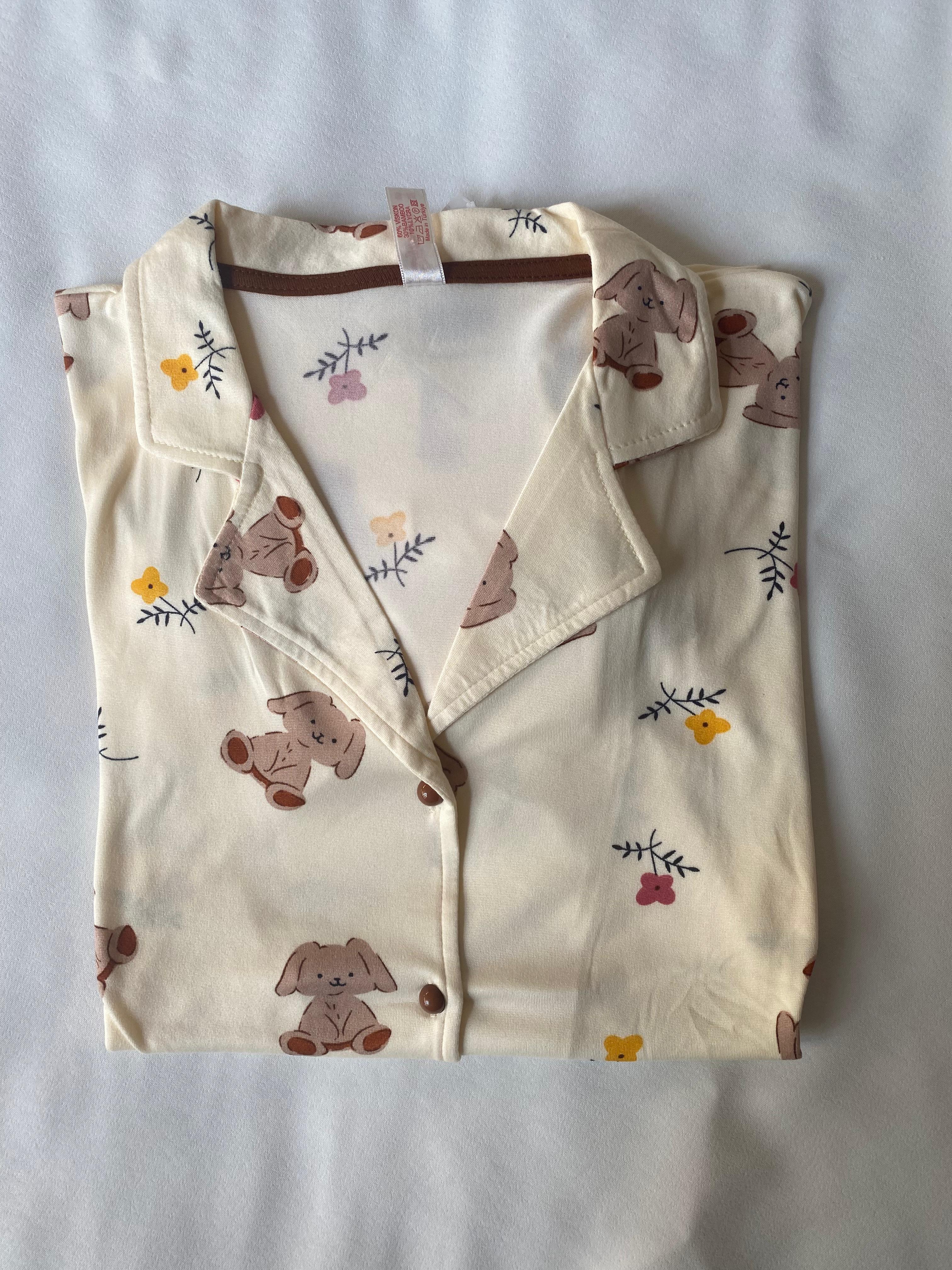 Çiçek Desenli Kısa Kollu Gömlek Şort Kadın Pijama Takımı