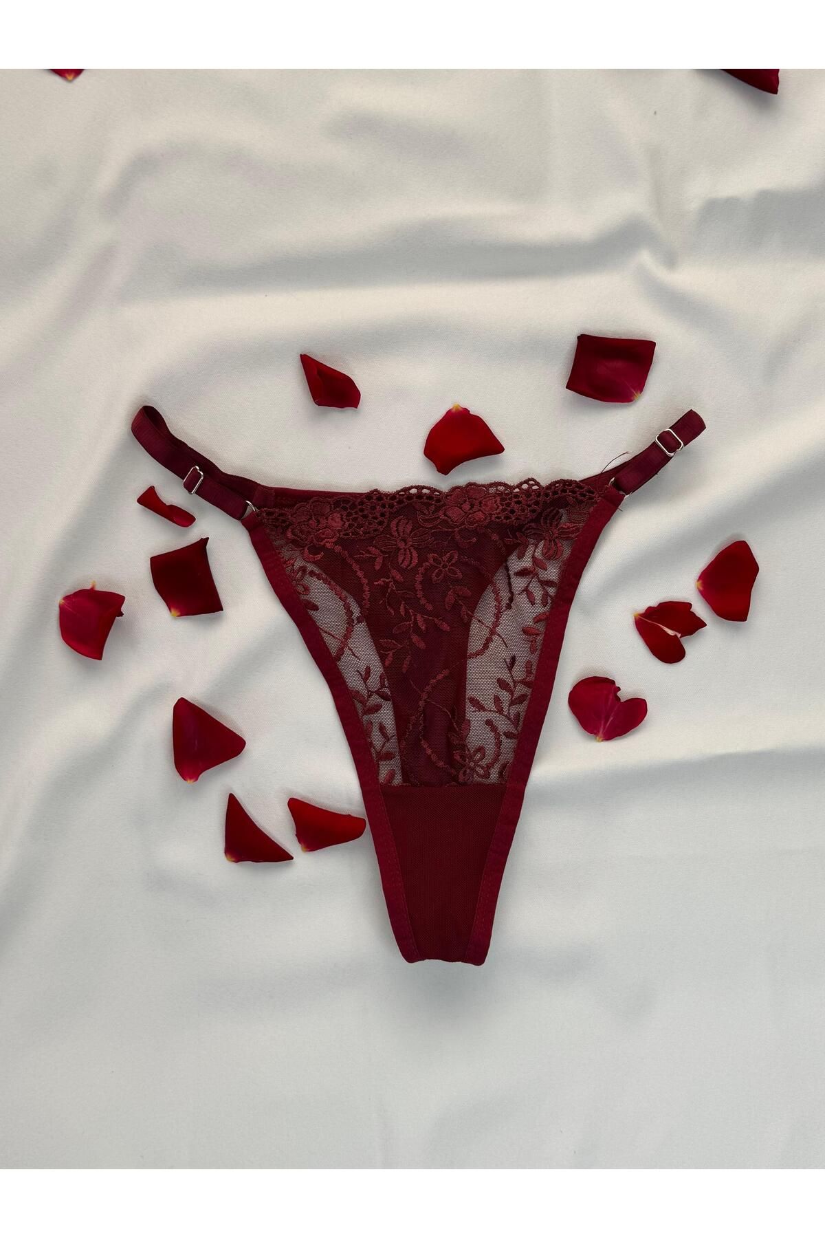 Rouge Nuit Bordo Dantelli Nakış İşlemeli Brode Takım
