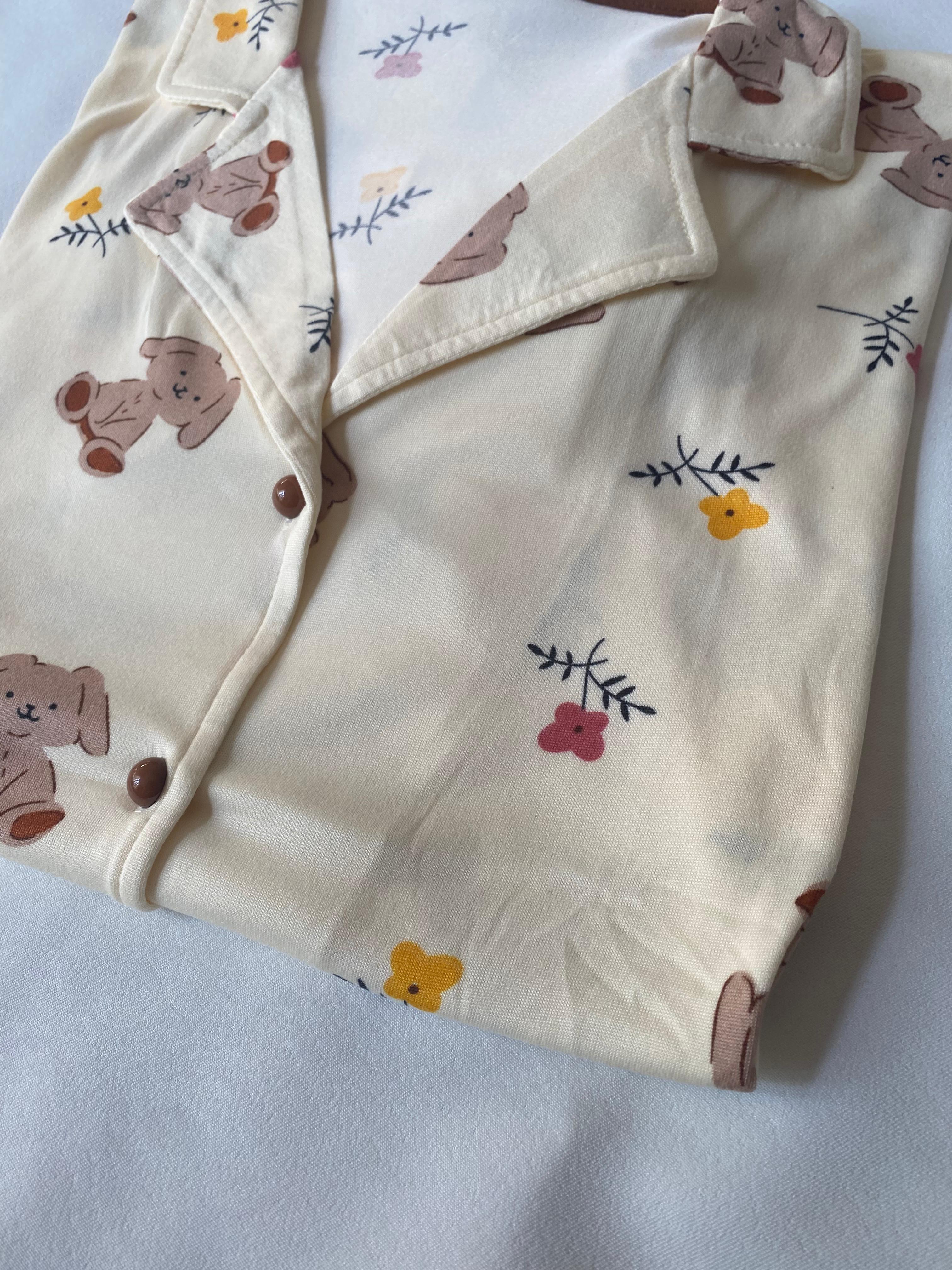 Çiçek Desenli Kısa Kollu Gömlek Şort Kadın Pijama Takımı