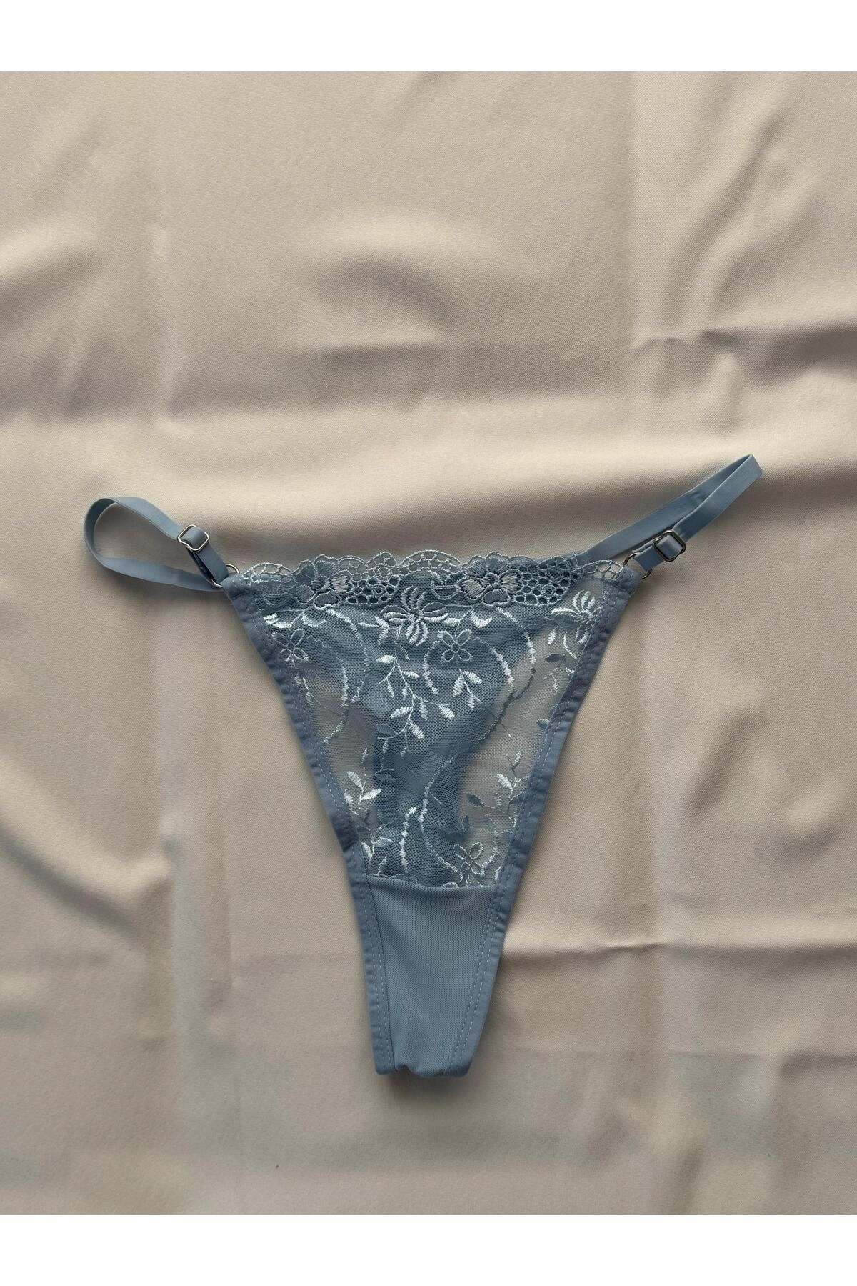 Privée Glacée Dantelli Balenli Mavi Brode Takım
