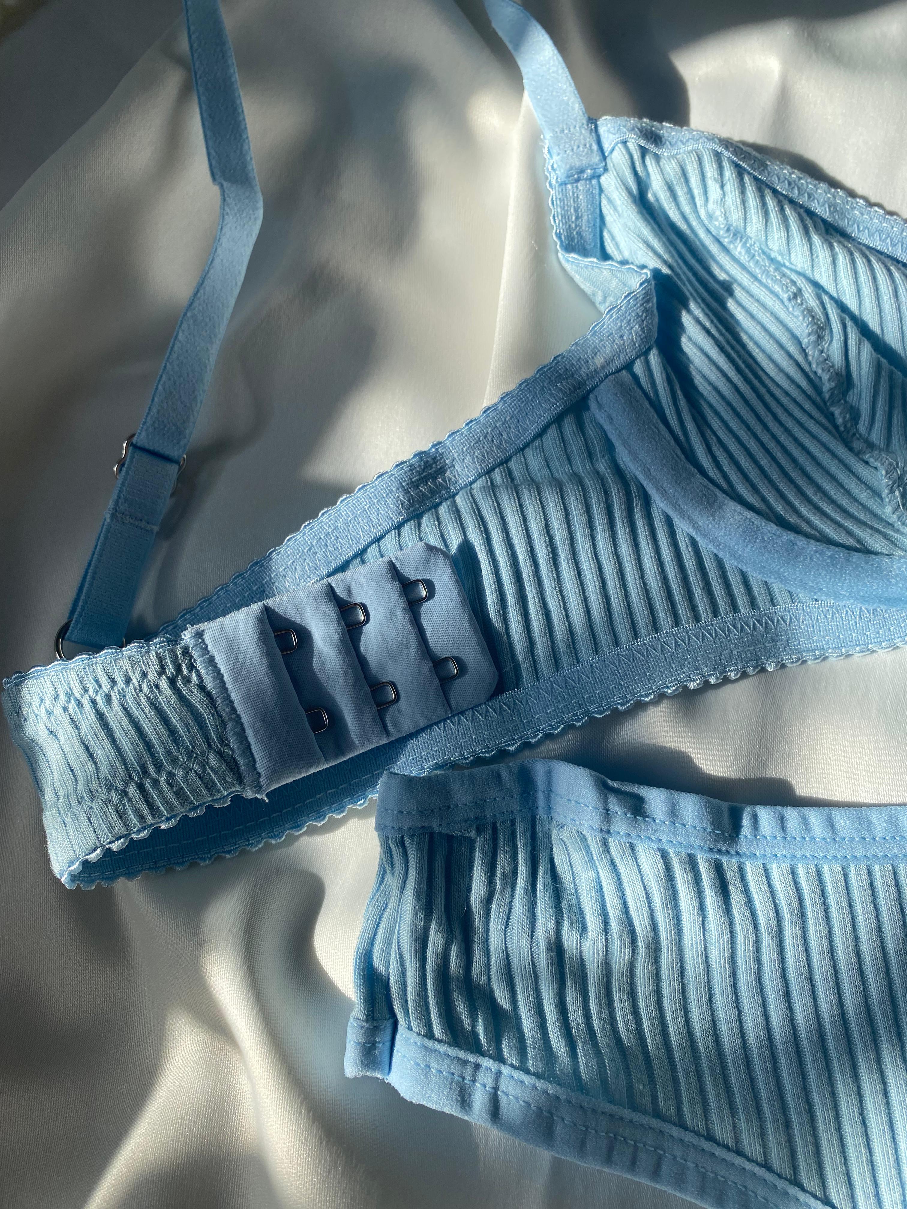 Privée Pure Cotton Buz Mavisi Balenli Pamuklu Sütyen Takım