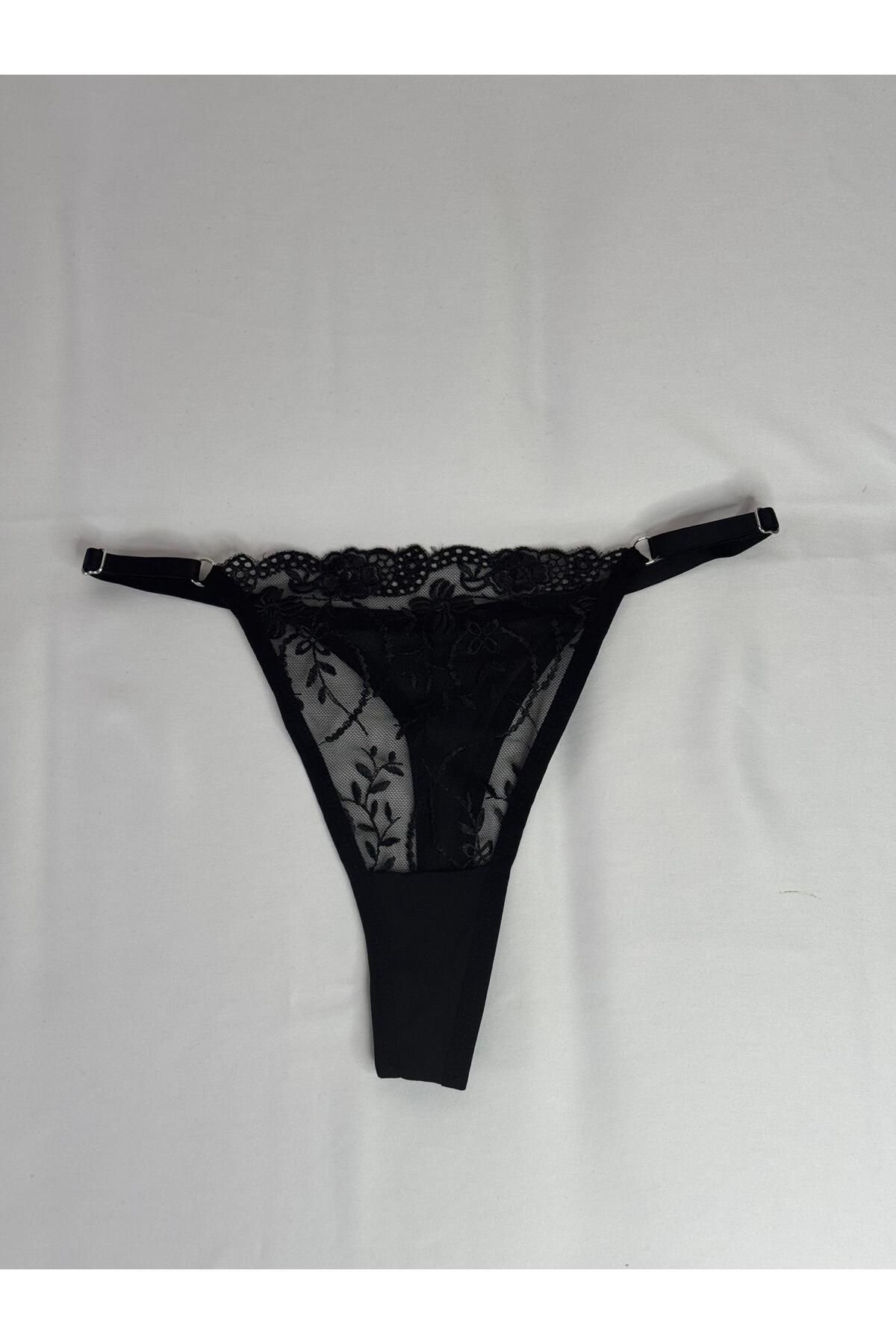 privée siyah balenli dantelli tül bralet takımı