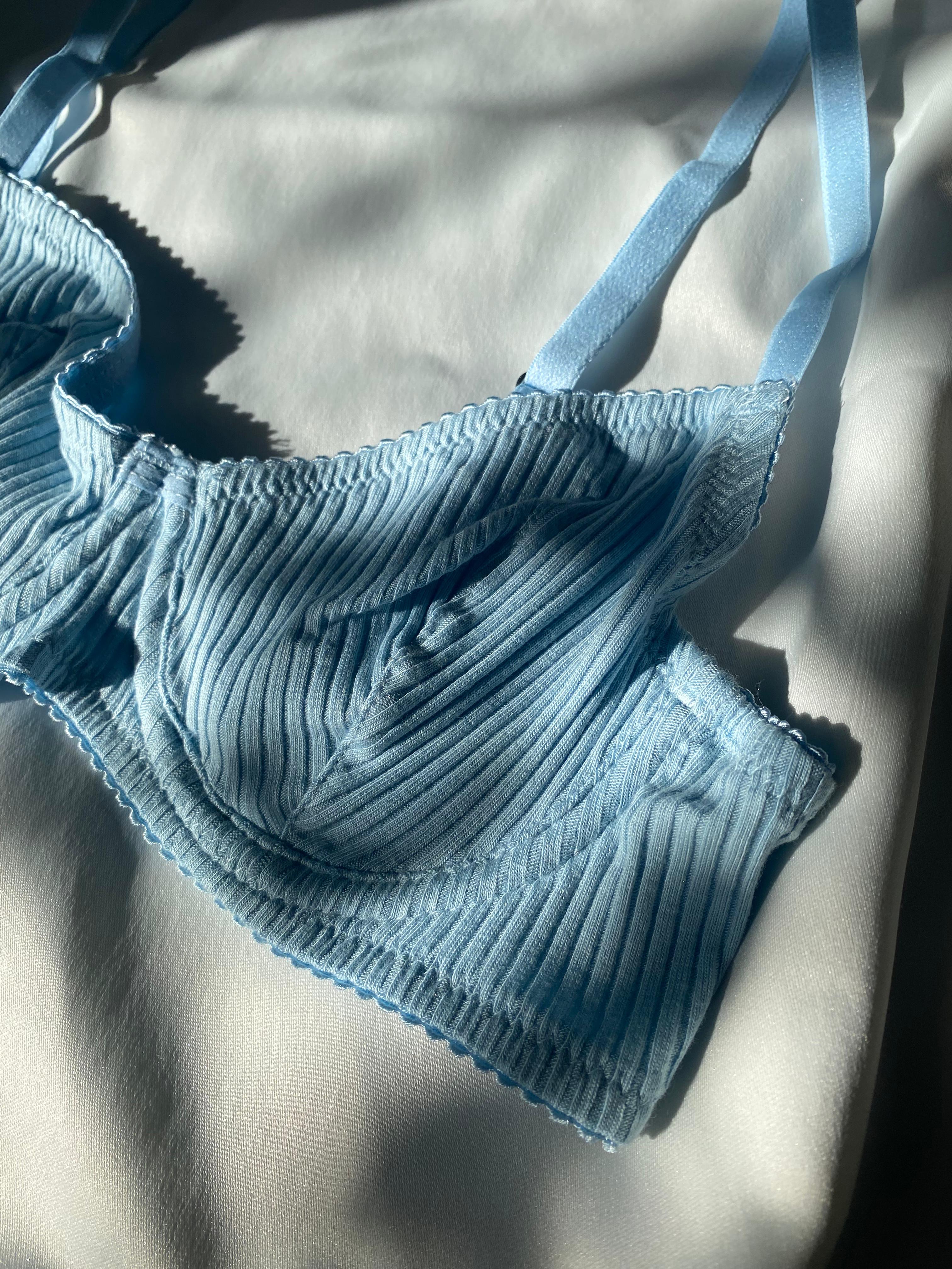 Privée Pure Cotton Buz Mavisi Balenli Pamuklu Sütyen Takım