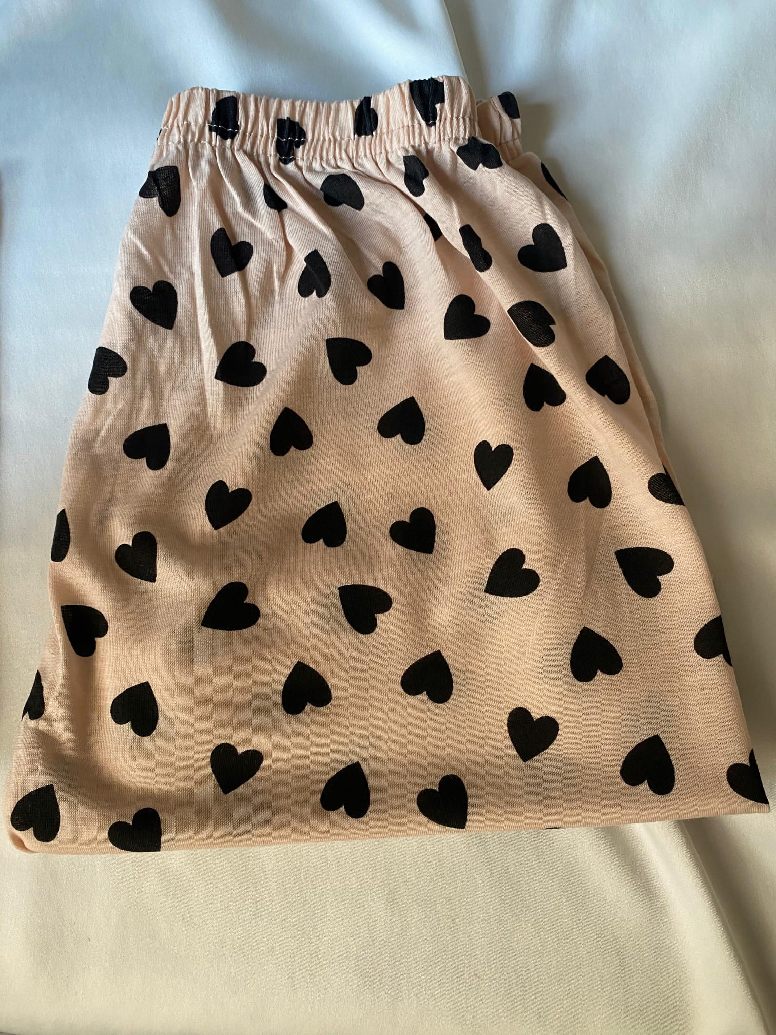  Siyah Kalp Desenli Kısa Kollu Şortlu Kadın Pijama Takımı