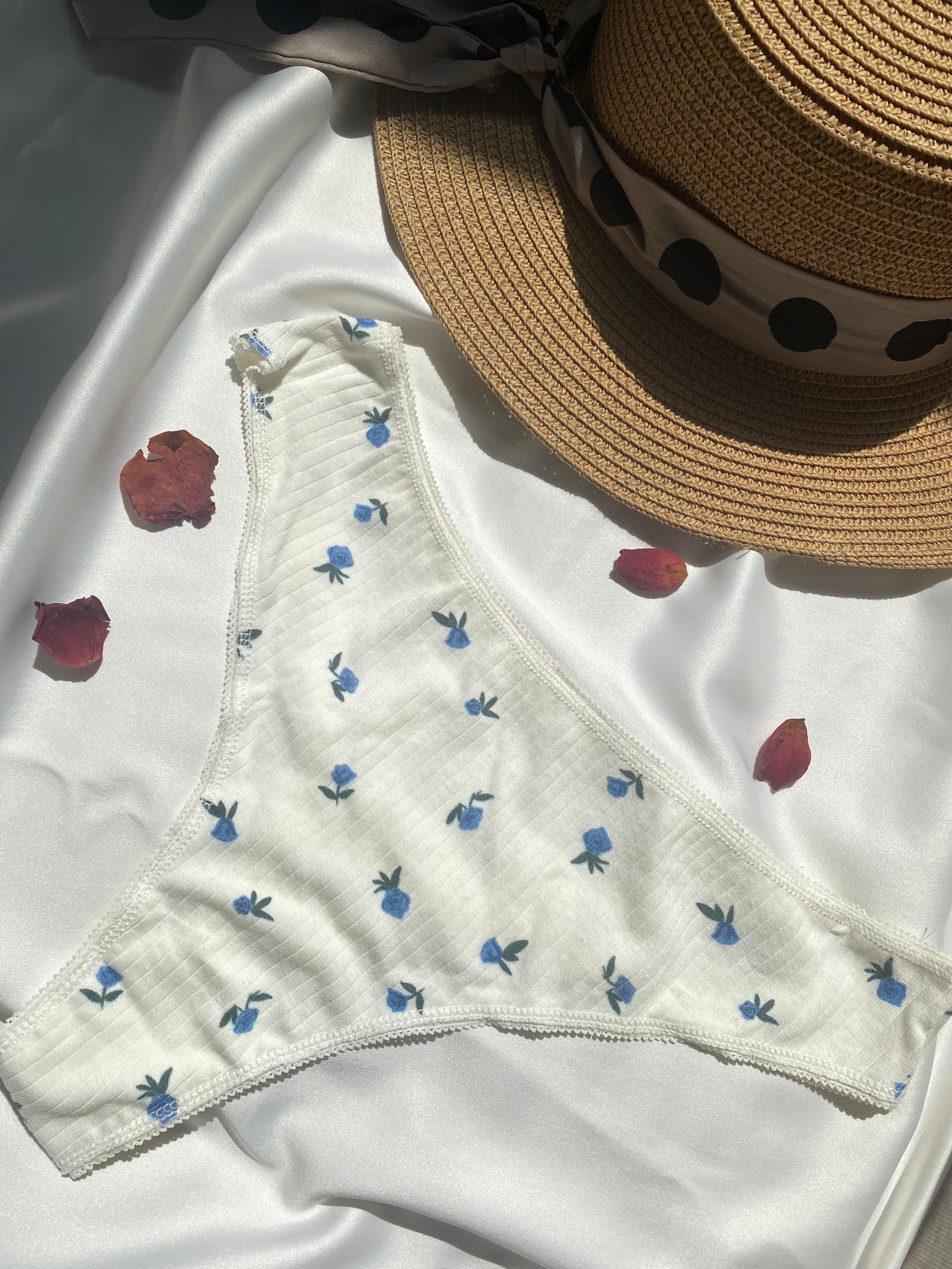 Blue Rose Pamuklu Çiçek Desenli Balenli Sütyen Takımı
