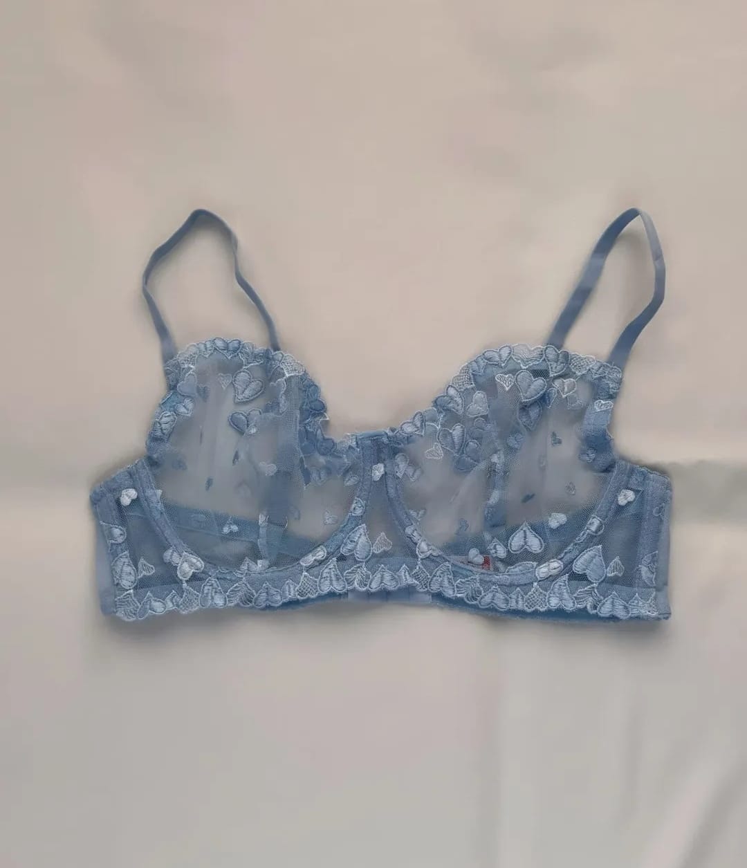 Mavi Balenli Kalp işlemeli Dantelli 2'li Bralet ve Bodysuit Seti