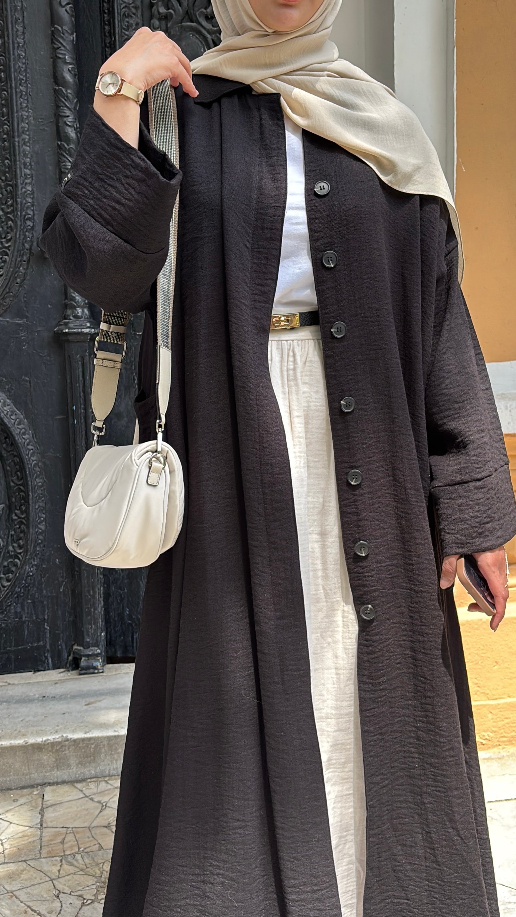Siyah Linen Keten ferace