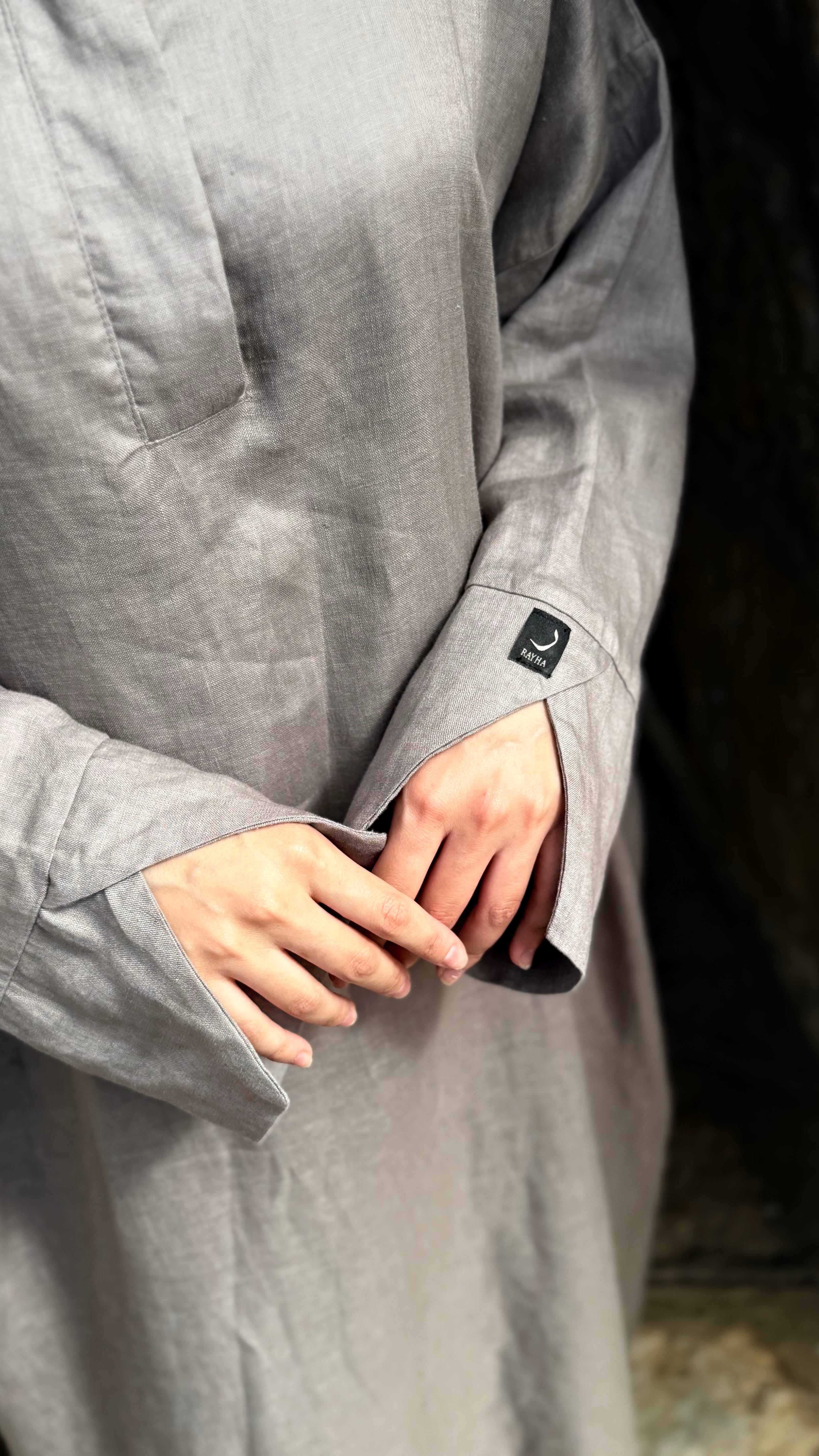 %100 keten oversize vizon elbise
