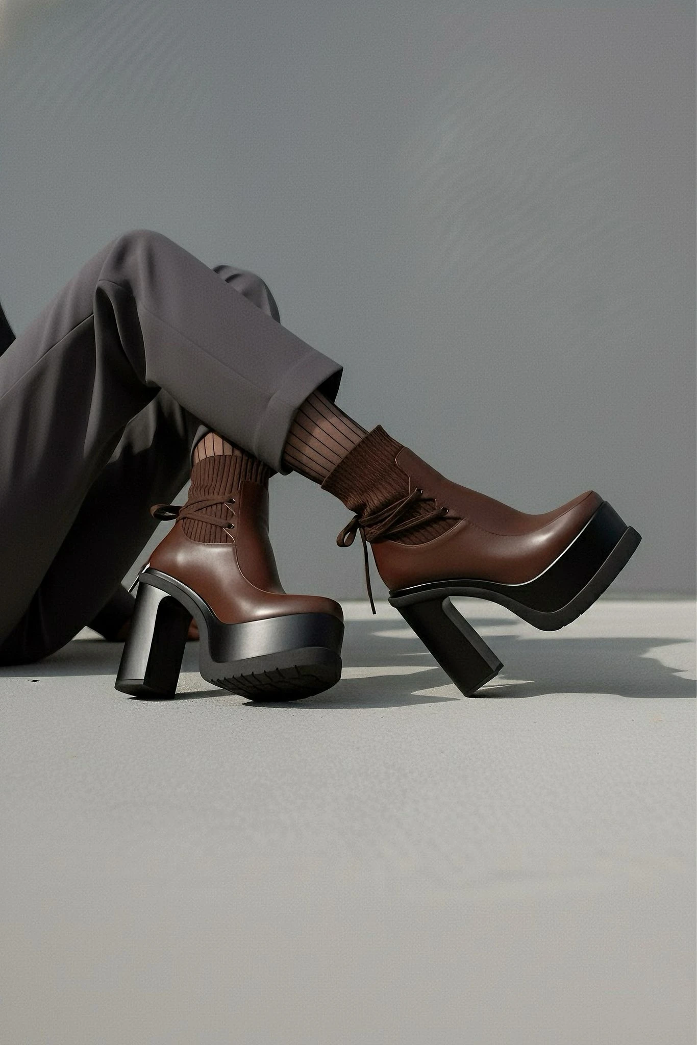 Modanizm Daphne Kahverengi Dolgu Topuklu Bot